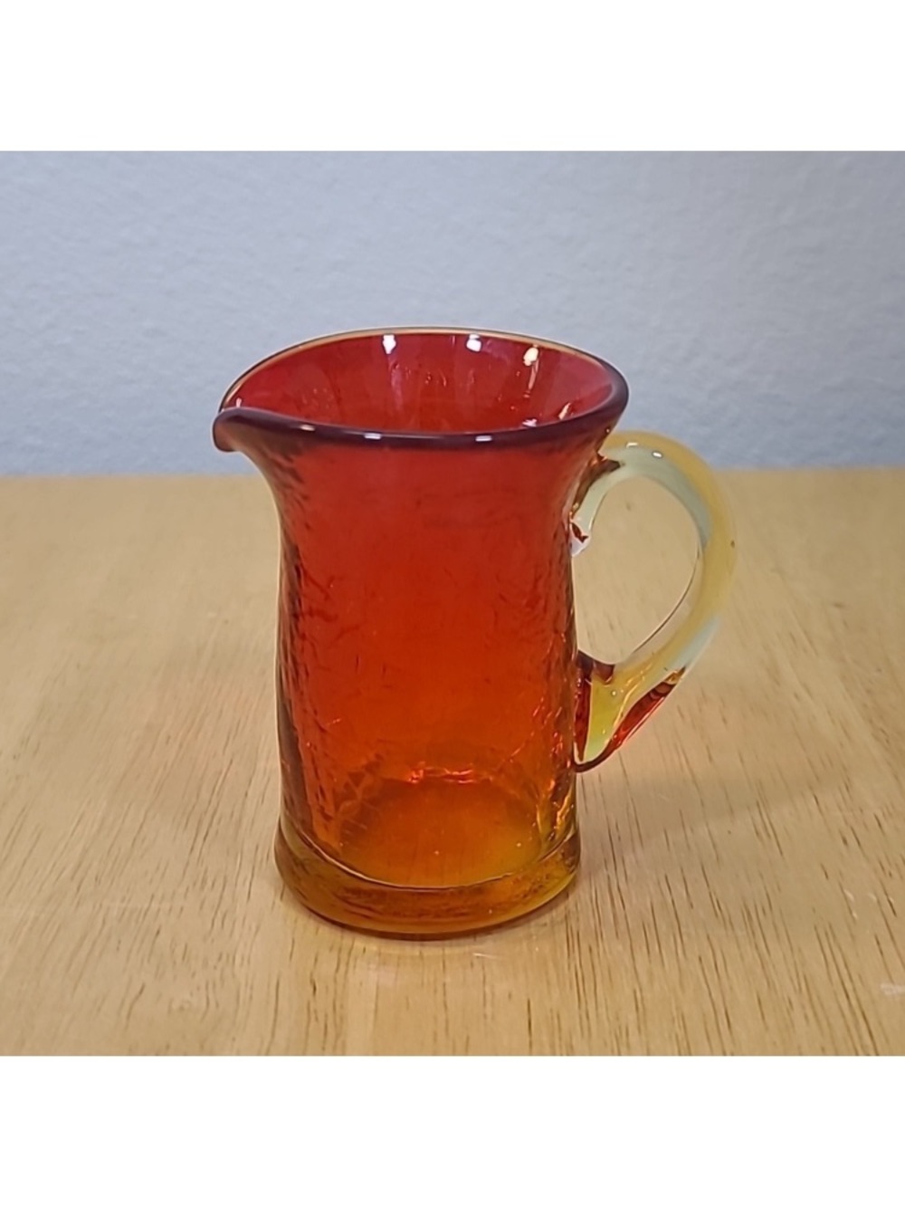 Amber-Red Glass Creamer Pitcher with Gradient Handle